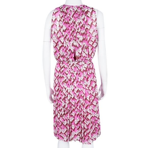 Diane von Furstenberg Dress Ria Print Size 6 Pleated Midi Belt Grey Black NEW - Picture 16 of 16